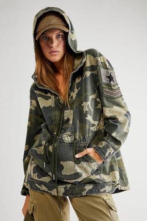Free People Camouflage Hoodie Pullover "Military Ember"