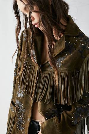 Free People Studded Fringe Suede Jacket "Hendrix"