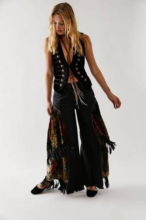 Free People Low-Rise Wide-Leg Jeans "Just Frills"