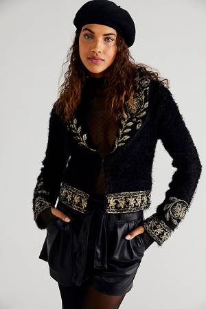 Free People Embroidered Cardigan "Merrie Sweater"