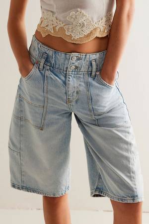 Short Taille Haute Free People Denim Noir Avec Dentelle - Taille W28, Neuf Avec étiquettes