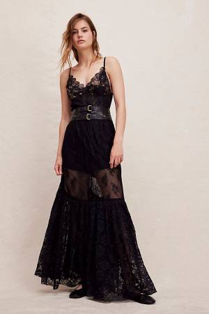 Free People Black Maxi Dress "Rockstar"