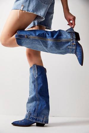 Ash Denim Cowboy Boots "Double Trouble"