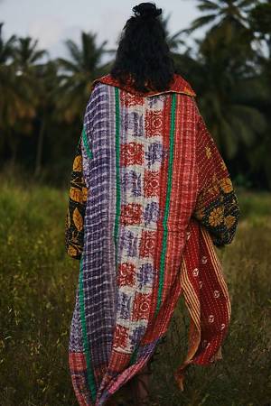 Free People Bohemian Duster Coat "Island Bright Patchwork"