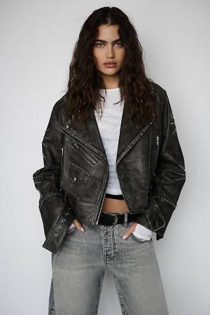 Free People Leather Biker Jacket "We The Free Moya"