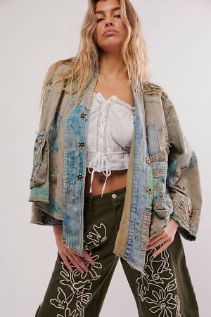 Magnolia Pearl Distressed Utility Jacket "Pearl Patchwork"