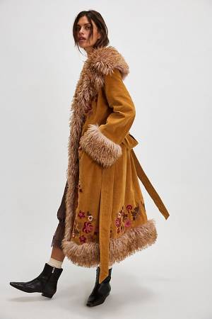 Free People Embroidered 70s Style Coat "Talk Of The Town"