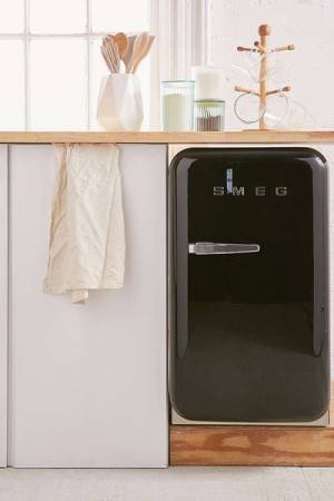 SMEG Mini Refrigerator Black Compact Retro Style Fridge