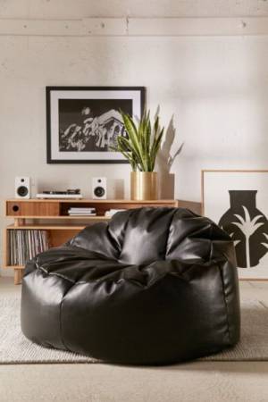 Holden Oversized Black Leather Lounge Chair