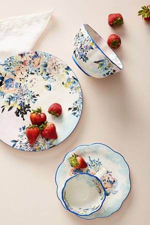 Hand-Painted Florals Dinner Plates Set