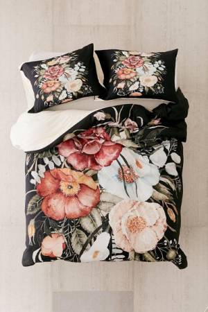 Roses And Poppies Bouquet Duvet Cover