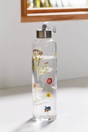 Floral Glass Water Bottle