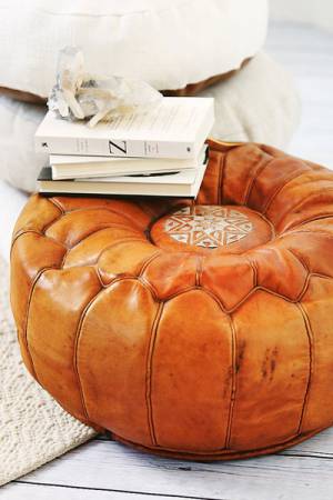 Moroccan Ottoman Leather Poufs