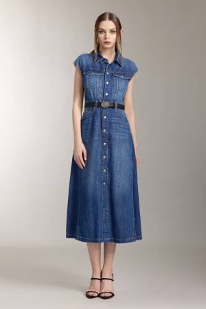 Miss Sixty Sleeveless Denim Shirt Dress