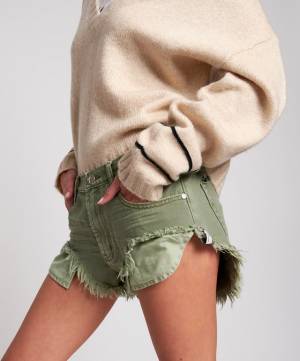 OneTeaspoon Denim Shorts "Super Khaki Rollers"