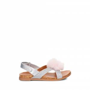 UGG Kids' Fonda Glitter Pom Sandal Leather