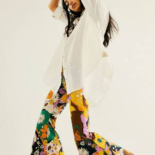 Free People Flare Jeans "Just Float On Psychedelic"