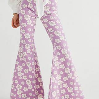 Free People Flare Jeans "Just Float On Hibiscus"