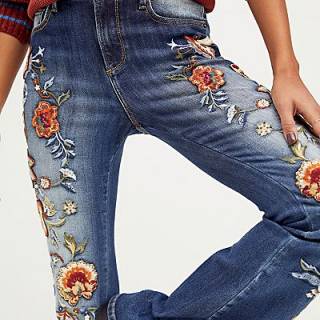 Driftwood Flare Jeans "Floral Embroidered Farrah"