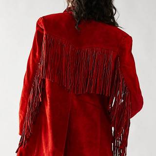 Understated Leather Red Fringe Blazer "Marlboro"