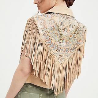 Free People Jacket "Rider Festival Fringe Suede Vest"