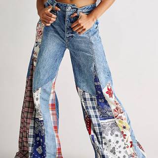 Free People Flare Jeans "Cortez Patchwork"