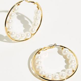 Free People Hoop Earrings "Scarlett Pearls"