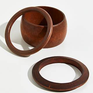 Free People Wooden Bangle Bracelet Set "Margate"