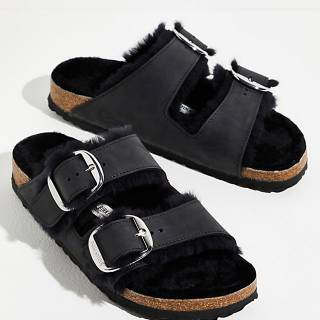 Birkenstock Shearling Sandals "Big Buckle Arizona"