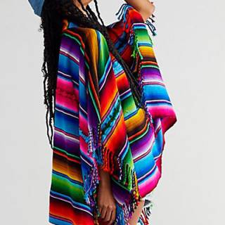 Kamino Katalina Stripe Poncho "Rainbow Playa"