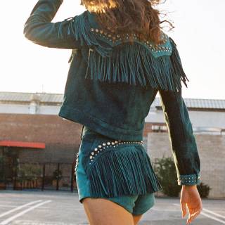 Understated Leather Suede Western Shorts "Wanted"