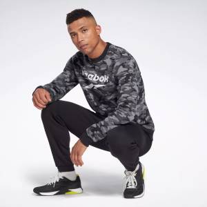 Reebok Identity Men's Camo Big Logo Crew Sweatshirt in Black (100053566)