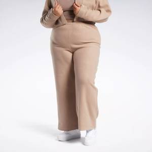 Reebok Classics Women's Reverse Fleece Wide Leg Pants (Plus Size) in Brown (100068693)