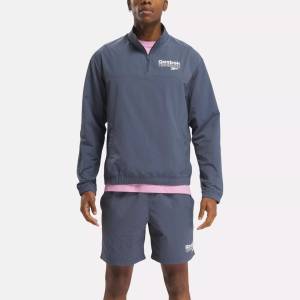 Reebok Identity Men's Brand Proud Quarter-Zip Top in Blue (100075613)
