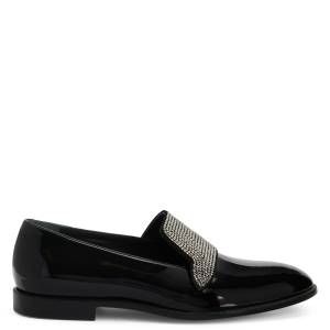 Giuseppe Zanotti Black Loafers "EFLAMM CRYSTAL"