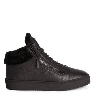 Giuseppe Zanotti Black Mid Top Sneakers "KRISS WINTER"