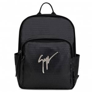 Giuseppe Zanotti Backpacks CAREY Black Crocodile-Embossed