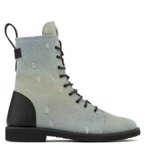 Giuseppe Zanotti Boots ARDELL Denim Biker Men's Shoes
