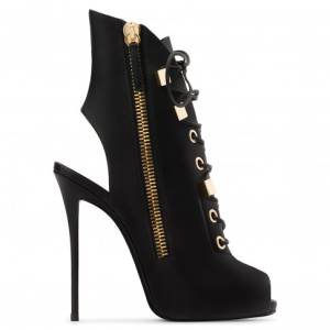 Giuseppe Zanotti - MELANIE - Black Nappa Women's Boot With Open Toe