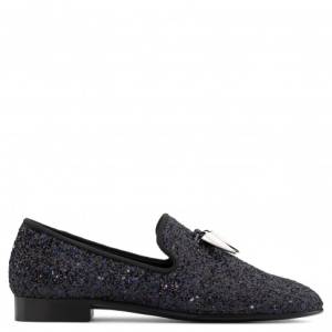 Giuseppe Zanotti Loafers SPACEY Black Glitter Men's Shoes