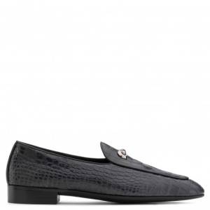 Giuseppe Zanotti Loafers ARCHIBALD CLASSIC Black Crocodile Embossed Men's Shoes