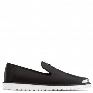 Giuseppe Zanotti - BERNIE - Black Matte Nappa Leather Men's Loafer With Metal Tip