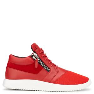 Giuseppe Zanotti Mid Tops - RUNNER - Men's Red Fabric Sneakers