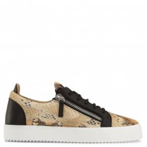 Giuseppe Zanotti Low-Tops - FRANKIE - Natural Python-Printed Leather Men's Sneaker