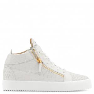 Giuseppe Zanotti Sneakers KRISS White Crocodile-Embossed Men's Mid-Tops