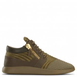 Giuseppe Zanotti Mid-Tops - RUNNER - Military Green Fabric Men's Sneaker
