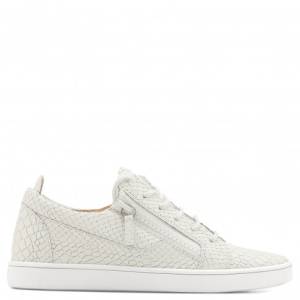 Giuseppe Zanotti Low-Tops - DIANN - White Python-Embossed Leather Women's Sneaker