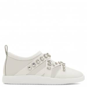 Giuseppe Zanotti Low-Tops - CHRISTIE - White Suede Leather 'Runner' Crystals Women's Sneaker