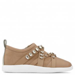 Giuseppe Zanotti Low-Tops - CHRISTIE - Pink Suede & Nappa 'Runner' Women's Sneaker With Crystals