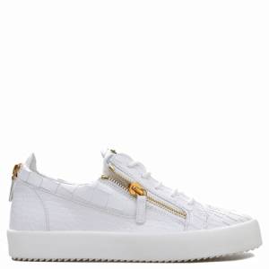 Giuseppe Zanotti Low Tops - FRANKIE - Crocodile Embossed - Men's White Shoes